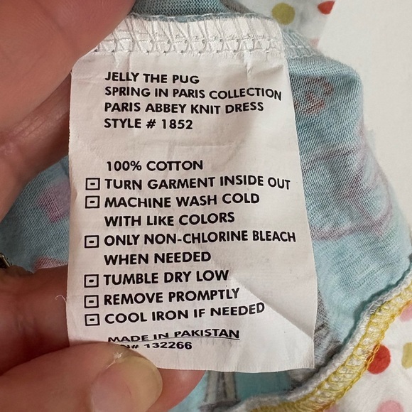 Jelly the Pug Girls Multi-Color Cotton Cute Madeleine Paris Print Dress Size 12 - Picture 9 of 9